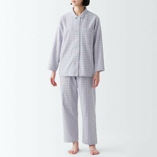 ムジルシリョウヒン(MUJI (無印良品))の★新品★ 無印良品 脇に縫い目のない 二重ガーゼパジャマ／ラベンダーチェック／Ｍ(パジャマ)