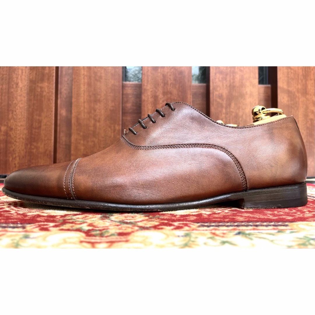 美品Santoni サントーニ ストレートチップ UK7 茶 マッケイ製法