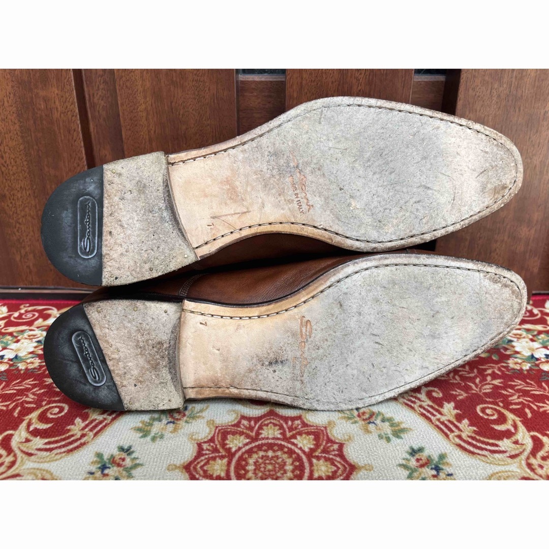 美品Santoni サントーニ ストレートチップ UK7 茶 マッケイ製法