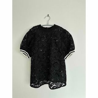 ボーダーズアットバルコニー(BORDERS at BALCONY)のボーダーズアットバルコニーLACE TOP【BD1811-3N-21】BLACK(シャツ/ブラウス(半袖/袖なし))