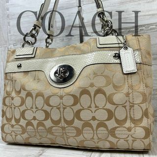 新品 コーチ COACH シグネチャー 2way ハンドバッグ ターンロック