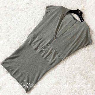 アレキサンダーワン(Alexander Wang)のアレキサンダーワン 半袖 ニット セーター ウール ボタン Ｖネック グレー(ニット/セーター)