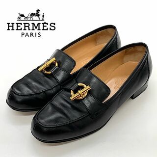 エルメス(Hermes)の7164 エルメス レザー シェーヌダンクル ローファー ブラック(ローファー/革靴)