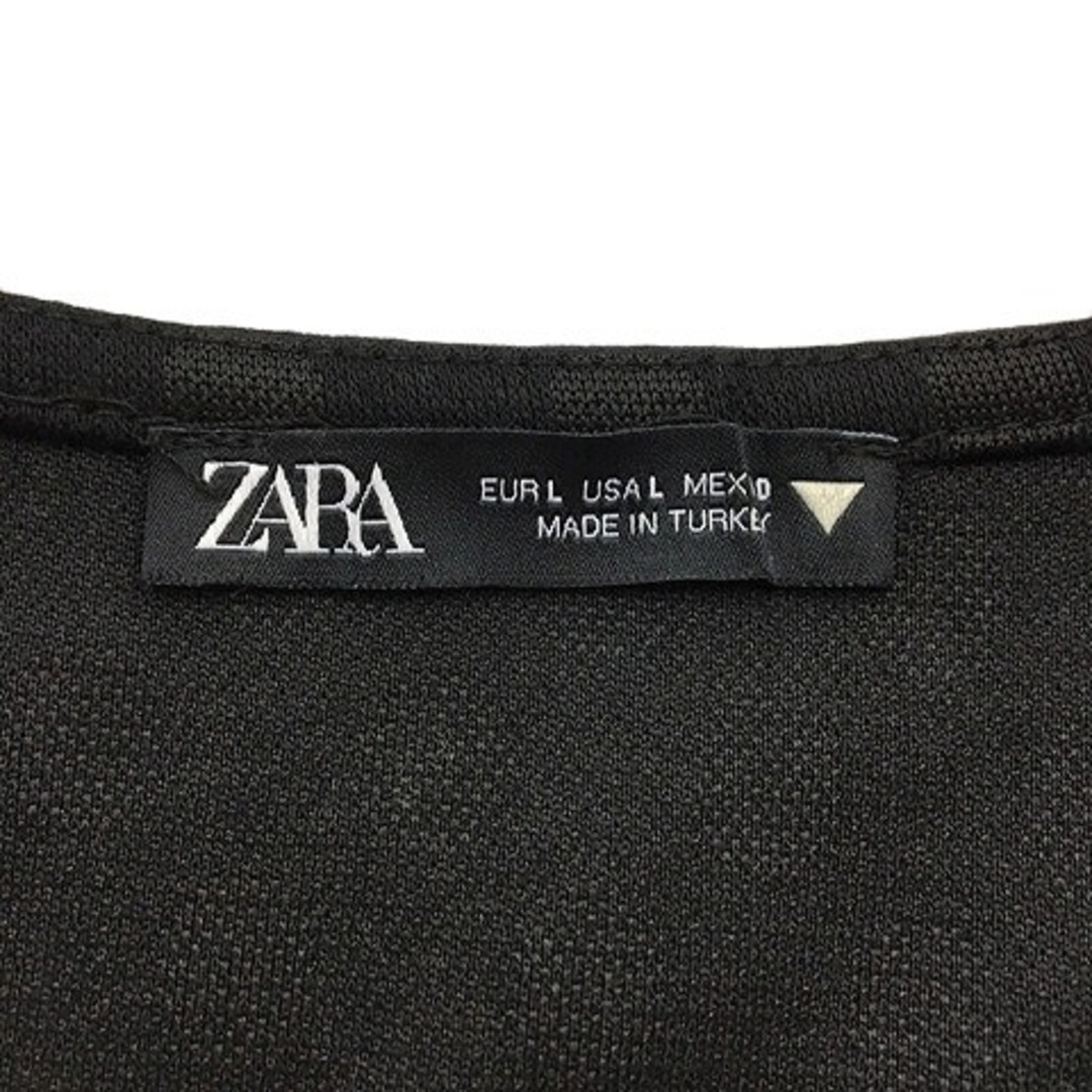 ZARA(ザラ)のザラ ワンピース フレア ミニ プルオーバー Vネック 五分袖 USA L 黒 レディースのワンピース(ミニワンピース)の商品写真