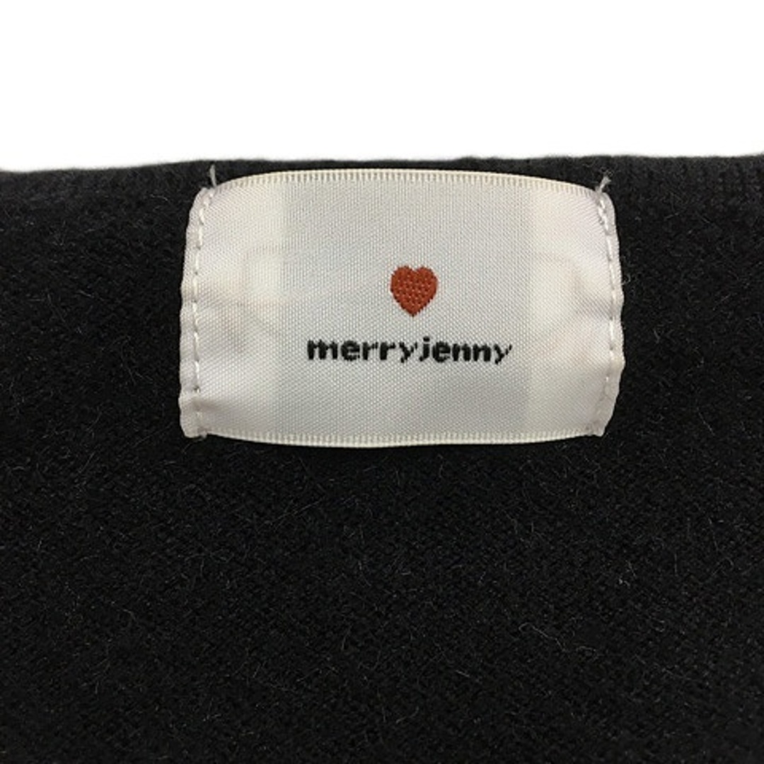 merry jenny(メリージェニー)のメリージェニー セーター ニット Vネック 無地 リボン 七分袖 F 黒 レディースのトップス(ニット/セーター)の商品写真