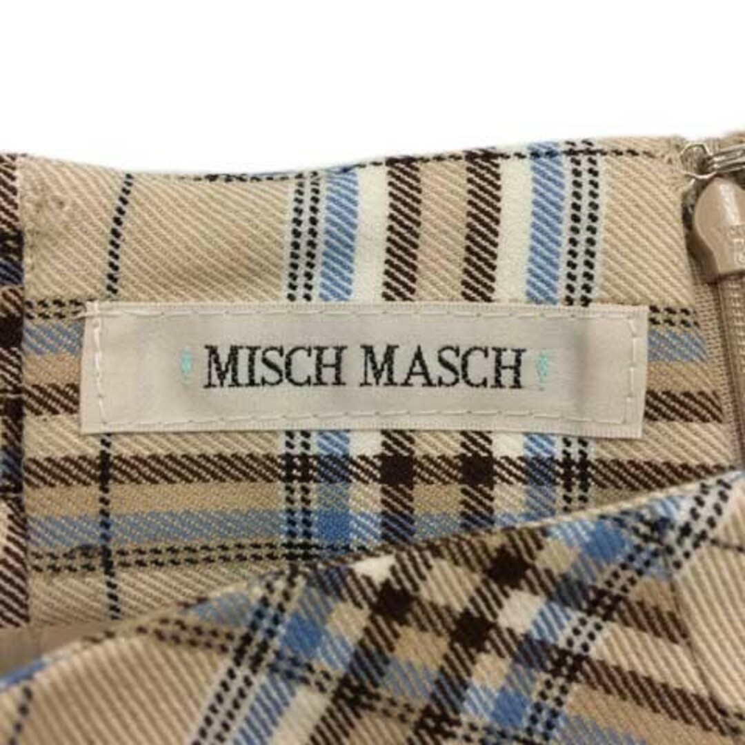 MISCH MASCH(ミッシュマッシュ)のミッシュマッシュ スカート タイト 膝丈 タック チェック S ベージュ 茶 レディースのスカート(ひざ丈スカート)の商品写真