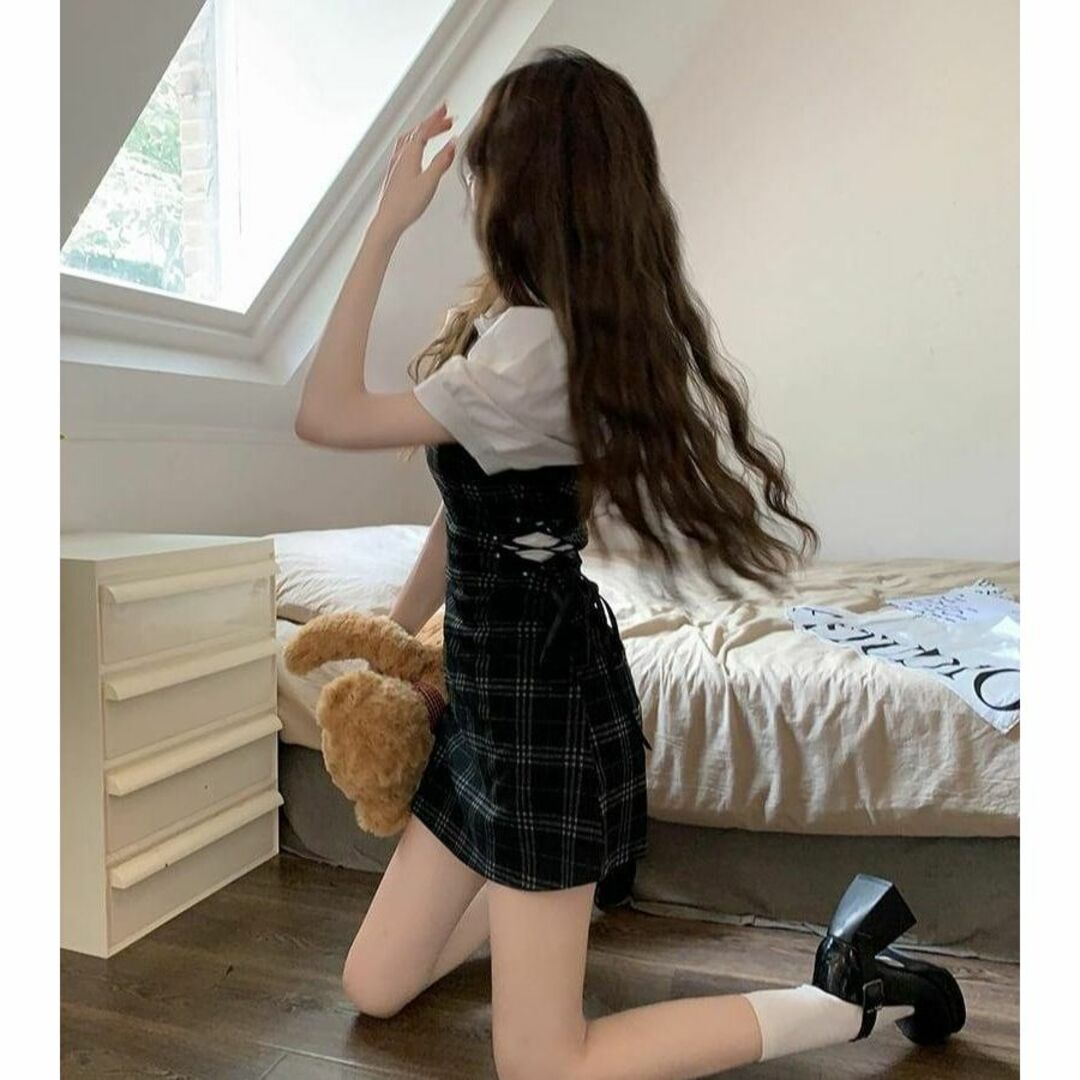 韓国♡ブリティッシュな雰囲気♪ パフスリーブ ブラウス ワンピース