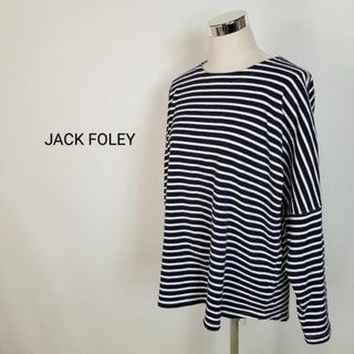 チャオパニック(Ciaopanic)のJACK FOLEYオーバーサイズボーダー柄カットソーF紺白バスクシャツ(Tシャツ(長袖/七分))