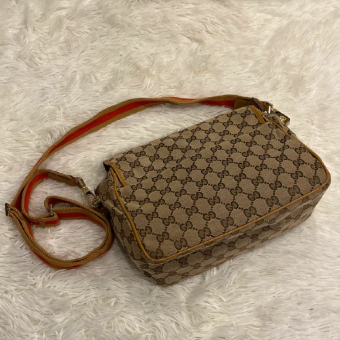 Gucci - 美品✨ グッチ ショルダーバッグ キャンバス レザー シェリー