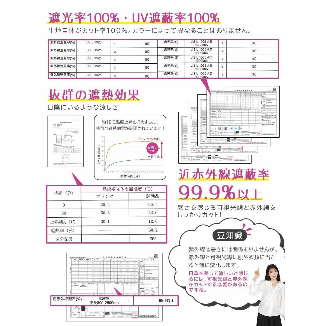 KIZAWA 日傘 uvカット 100 遮光 長傘 レディース 遮光率100% 4