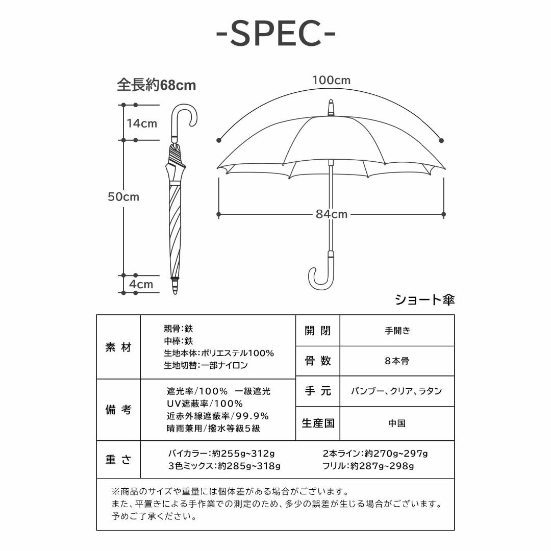 KIZAWA 日傘 uvカット 100 遮光 長傘 レディース 遮光率100% 8