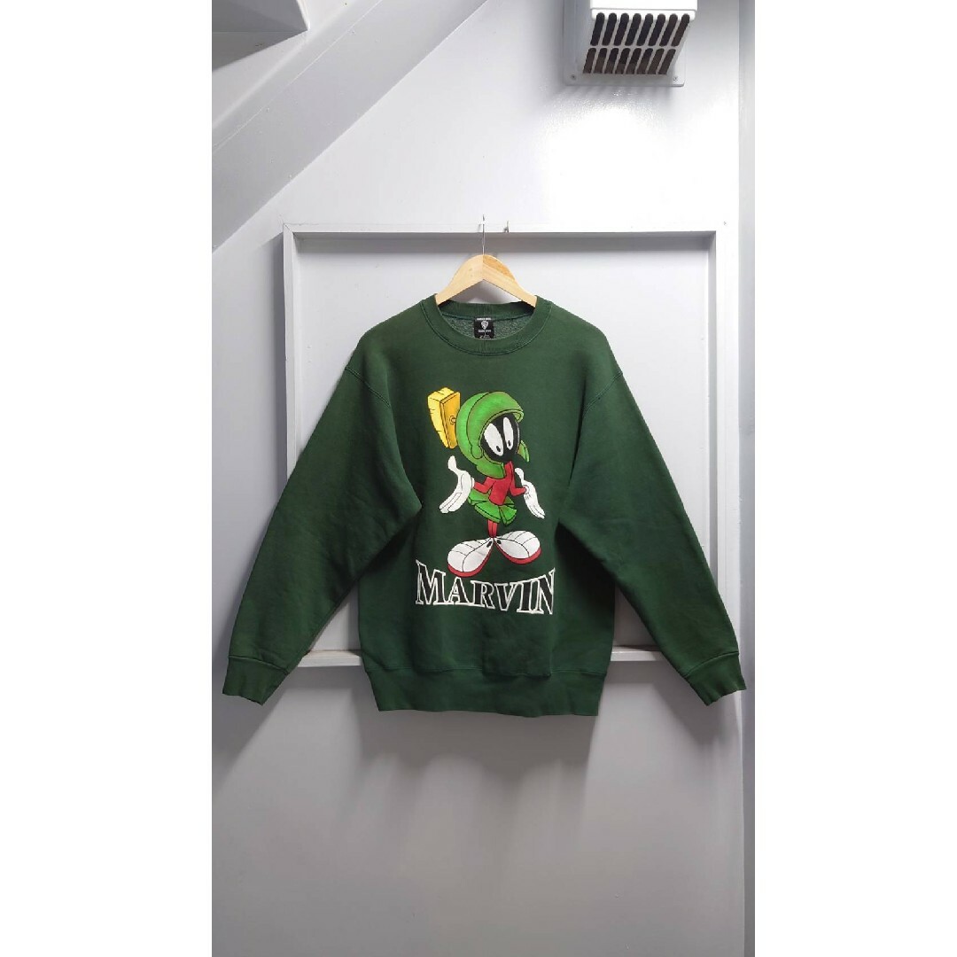 90年代 WARNER BROS STUDIO STORE ルーニーテューンズ Marvin the Martian マービンザマーシャン キャラクタースウェットシャツ トレーナー USA製 メンズM ヴィンテージ /eaa335058