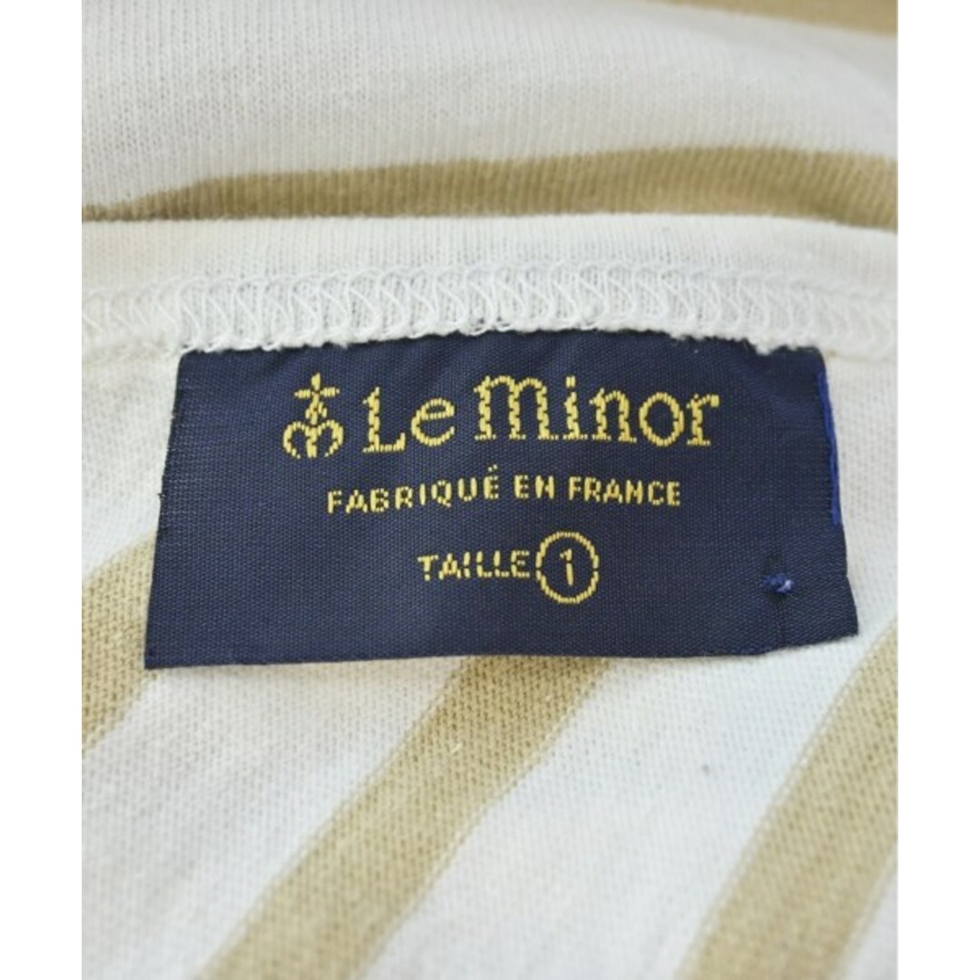 Le Minor(ルミノア)のLe minor Tシャツ・カットソー -(L位) 白xベージュ(ボーダー) 【古着】【中古】 レディースのトップス(カットソー(半袖/袖なし))の商品写真