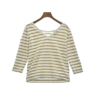 ルミノア(Le Minor)のLe minor Tシャツ・カットソー -(L位) 白xベージュ(ボーダー) 【古着】【中古】(カットソー(半袖/袖なし))