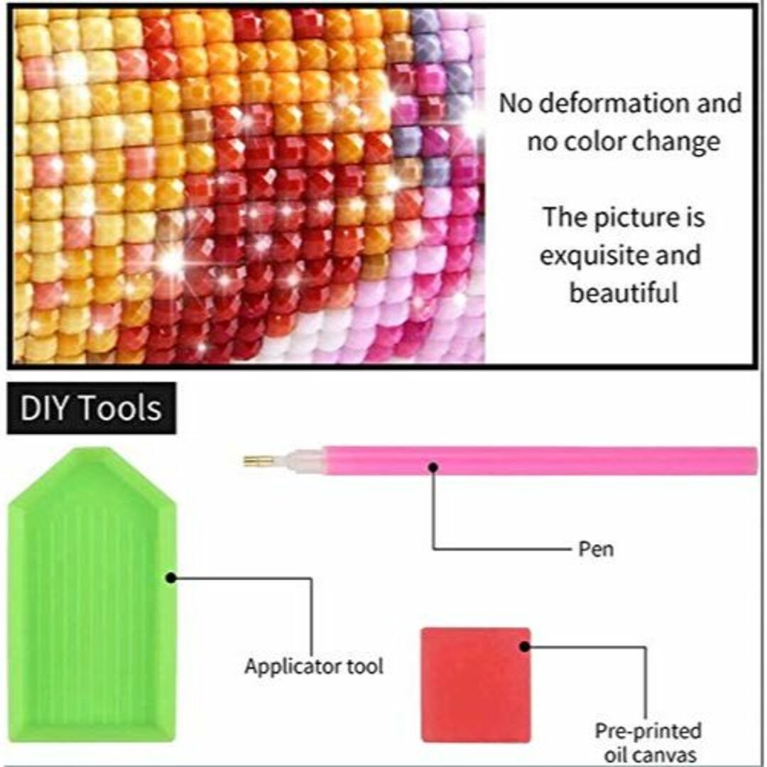 ダイヤモンドペインティングアートキット 大人用 DIY 5D ダイヤモンド絵画 4