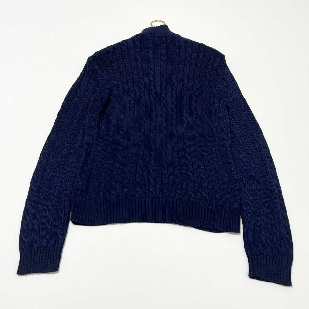 ローレンラルフローレン ケーブルニット 刺繍ロゴ ジップアップ