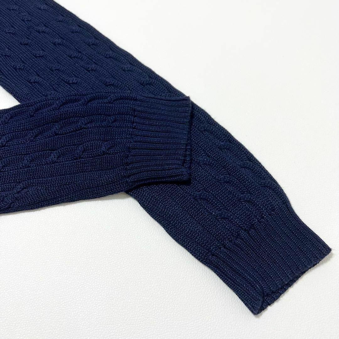 ローレンラルフローレン ケーブルニット 刺繍ロゴ ジップアップ