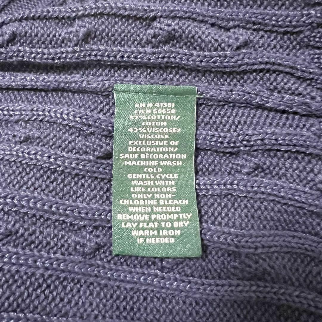 ローレンラルフローレン ケーブルニット 刺繍ロゴ ジップアップ ハイネック M