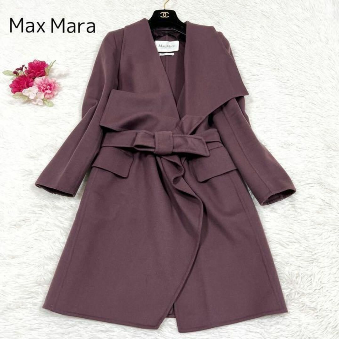 Max Mara(マックスマーラ)のMaxMara 白タグ ドレープコート クチートアマーノ ワインレッド ベルト レディースのジャケット/アウター(ロングコート)の商品写真