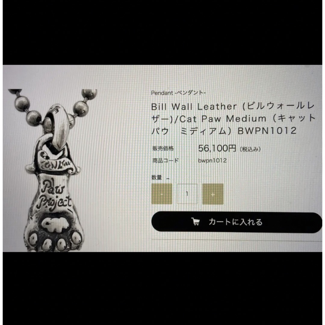 BILL WALL LEATHER(ビルウォールレザー)のBILL WALL LEATHER　ビルウオールレザー　ペンダント キャットパウ メンズのアクセサリー(ネックレス)の商品写真