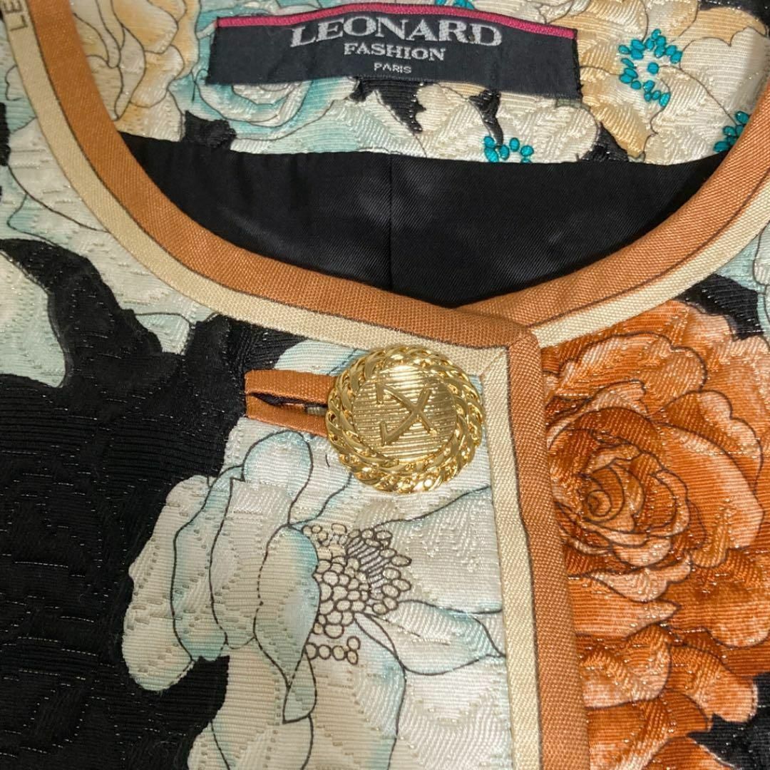 美品　LEONARD レオナール シルクニット　お花刺繍　ジャケット