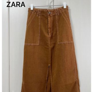 ザラ(ZARA)の【ZARA】コットン リネン スカート cotton linen ブラウン(ロングスカート)