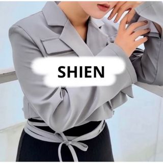 SHEIN ジャケットラップ クロップドブレザー(テーラードジャケット)