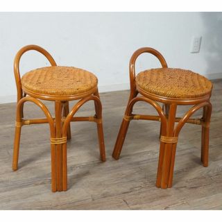 新品 】ラタン スツール 2脚 籐イス スタッキング アウトレットの通販