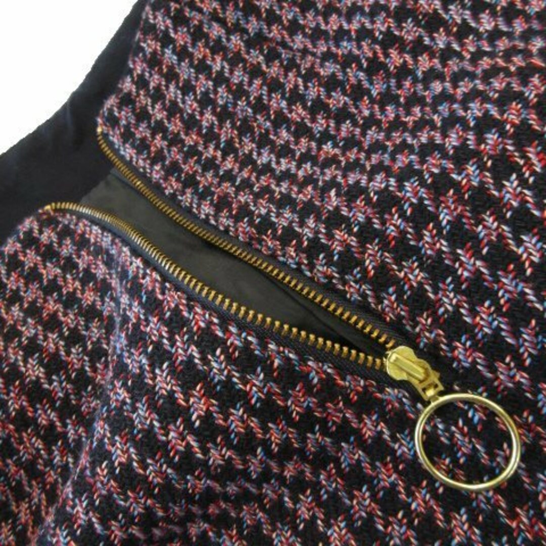 other(アザー)のエメルリファインズ スカート ツイード 台形 ミニ フリンジ チェック XS 赤 レディースのスカート(ミニスカート)の商品写真
