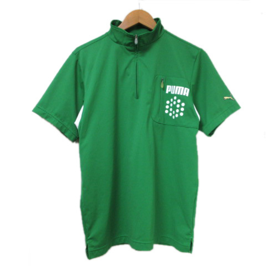 PUMA(プーマ)のプーマ PUMA ポロシャツ ゴルフ ウエア 半袖 ハーフジップ M 緑 白 スポーツ/アウトドアのゴルフ(ウエア)の商品写真