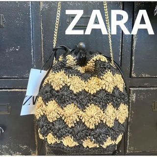 ザラ(ZARA)の新品　ZARA ザラ　ゴールドチェーン　ポシェット　ペーパー素材　巾着(ショルダーバッグ)
