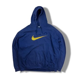 ナイキ(NIKE)の90s USA製 NIKE ナイキ 銀タグ スウェットパーカー ロゴ ネイビー(パーカー)