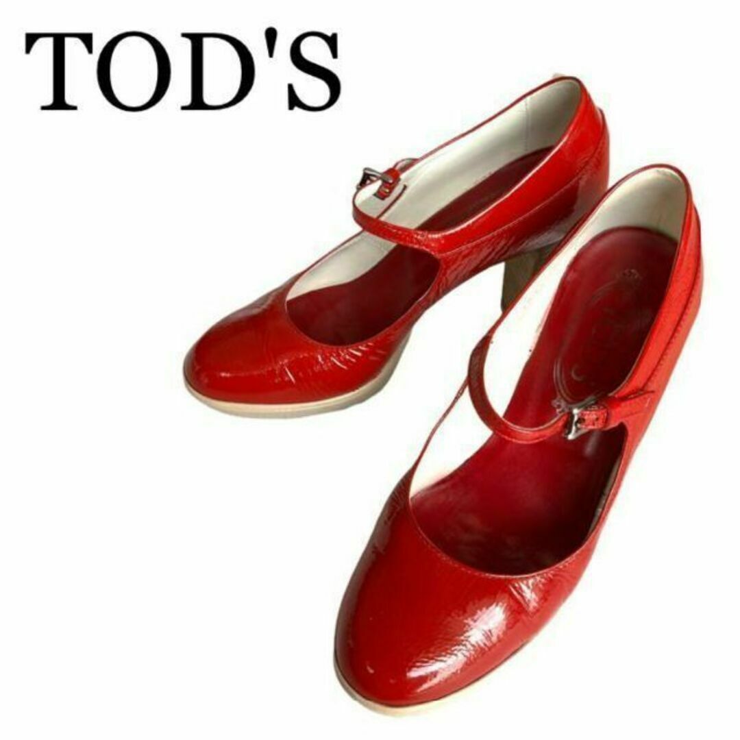 TOD'S(トッズ)の限定カラー♪トッズ エナメル パンプスハイヒール⭐︎チャンキーヒール 23.5c レディースの靴/シューズ(ハイヒール/パンプス)の商品写真