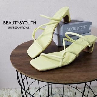 ビューティアンドユースユナイテッドアローズ(BEAUTY&YOUTH UNITED ARROWS)の新品未使用BEAUTY&YOUTHクロスセットバックヒールサンダル38檸檬黄(サンダル)