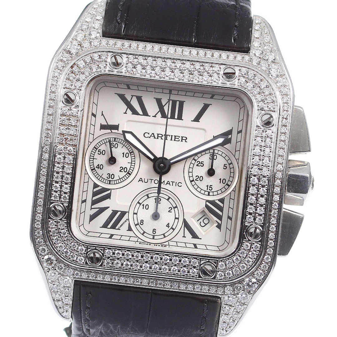 カルティエ CARTIER W20090X8 サントス100 XL アフターダイヤモンド クロノグラフ デイト 自動巻き メンズ _753467商品情報ブランド