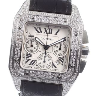 カルティエ(Cartier)のカルティエ CARTIER W20090X8 サントス100 XL アフターダイヤモンド クロノグラフ デイト 自動巻き メンズ _753467(腕時計(アナログ))