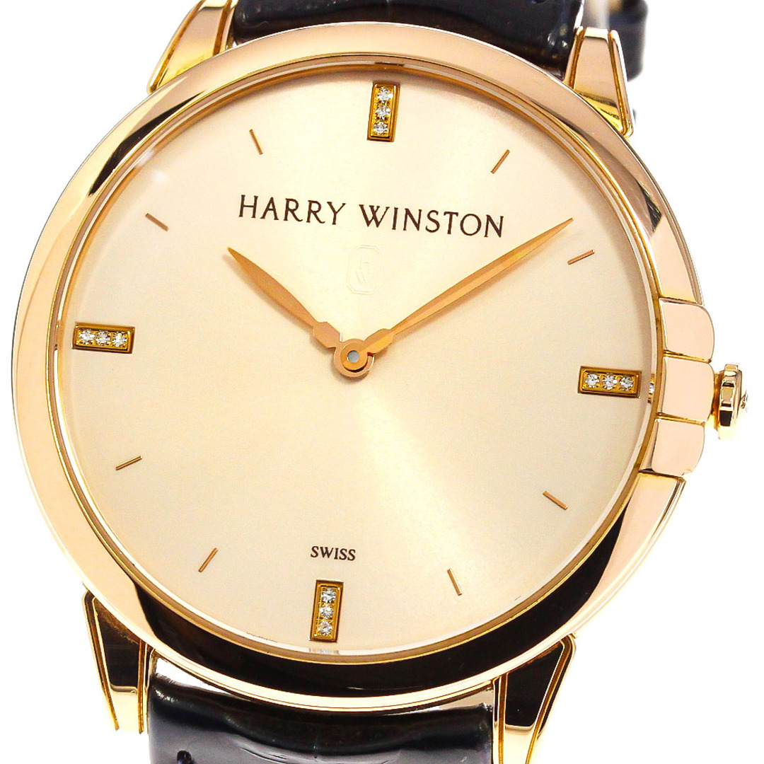 ハリーウィンストン HARRY WINSTON 450/UQ39R ミッドナイト K18PG ダイヤインデックス クォーツ メンズ 良品 _759357