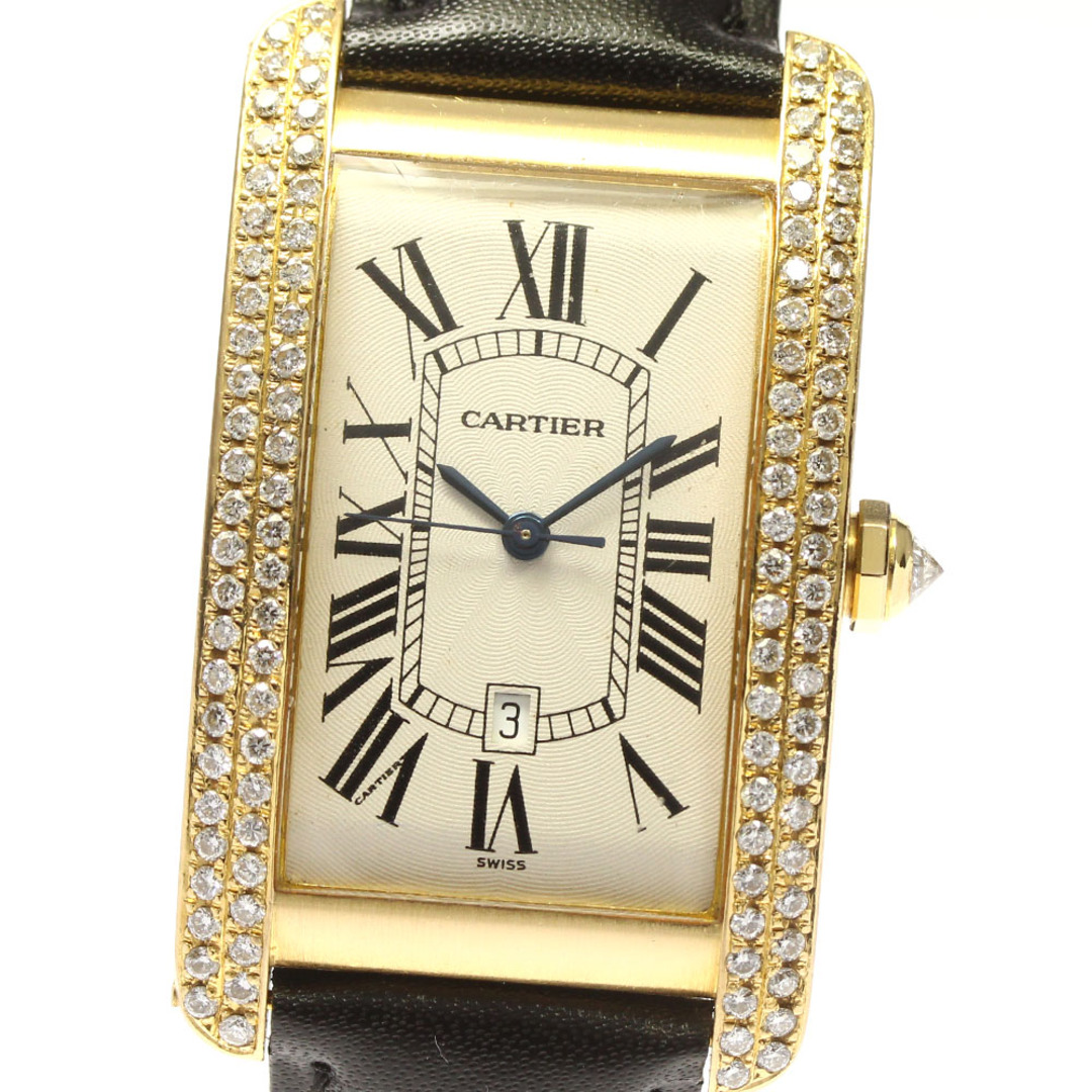 Cartier(カルティエ)のカルティエ CARTIER W2603156 タンクアメリカン LM K18YG アフターダイヤベゼル 自動巻き メンズ _754767 メンズの時計(腕時計(アナログ))の商品写真