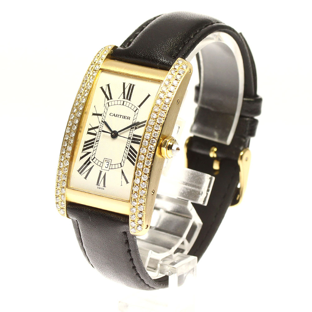 カルティエ CARTIER W2603156 タンクアメリカン LM K18YG アフターダイヤベゼル 自動巻き メンズ _754767