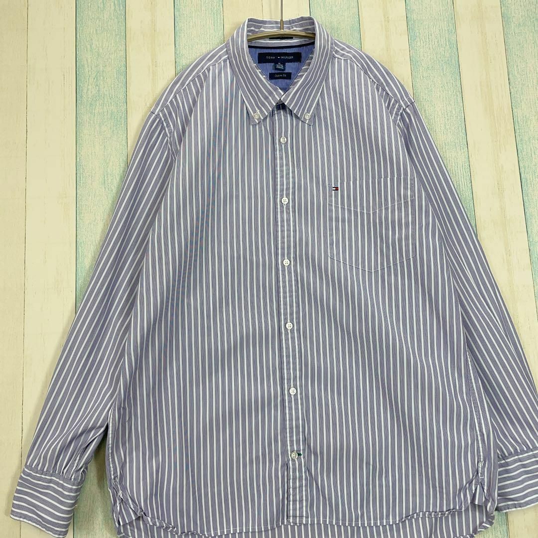 TOMMY HILFIGER - トミーヒルフィガー 薄紫ストライプ サイズM薄手 ...