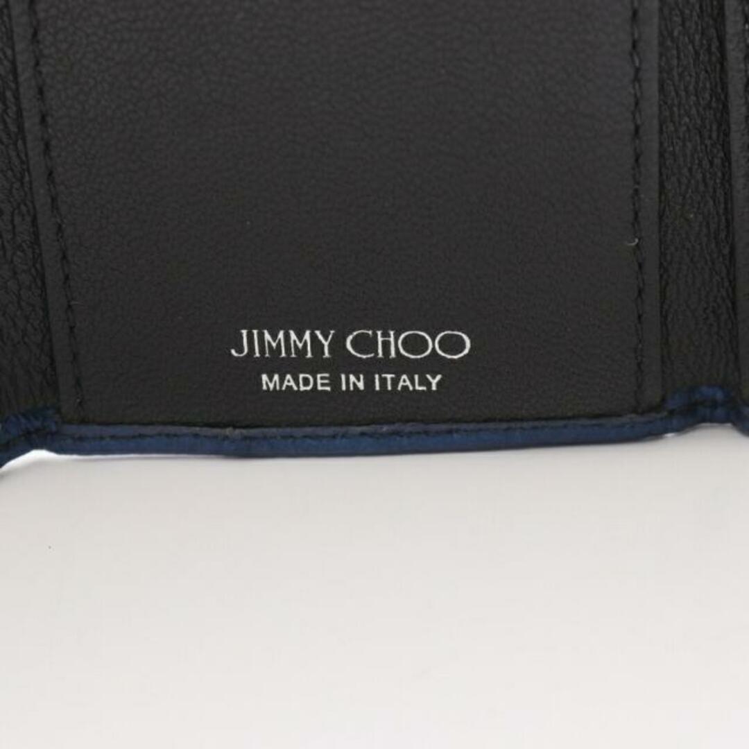 JIMMY CHOO(ジミーチュウ)のNEMO 根も 三つ折り財布 レザー ダークブルー スタースタッズ ラインストーン メタリック レディースのファッション小物(財布)の商品写真