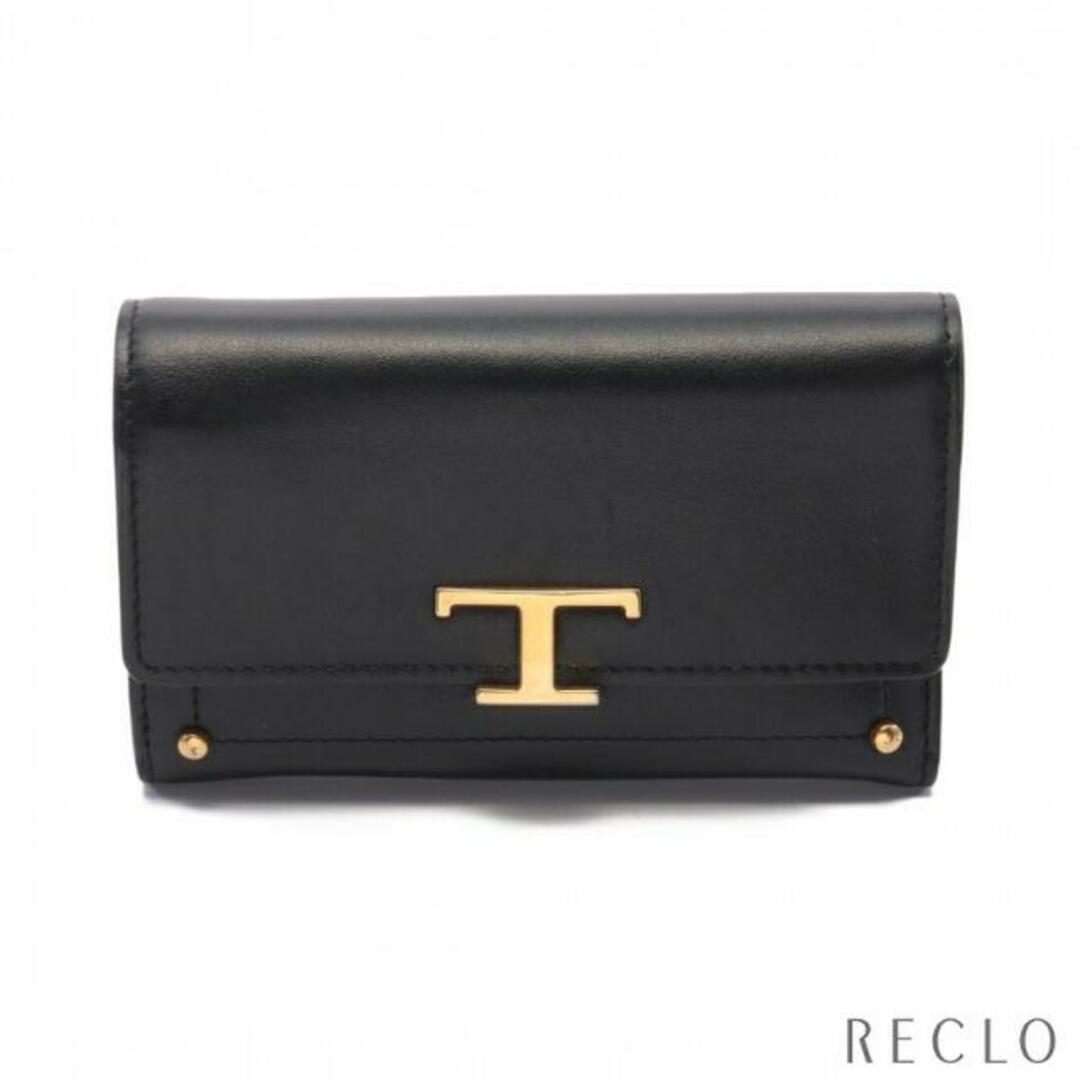 TOD'S(トッズ)のTタイムレス 三つ折り財布 レザー ブラック レディースのファッション小物(財布)の商品写真