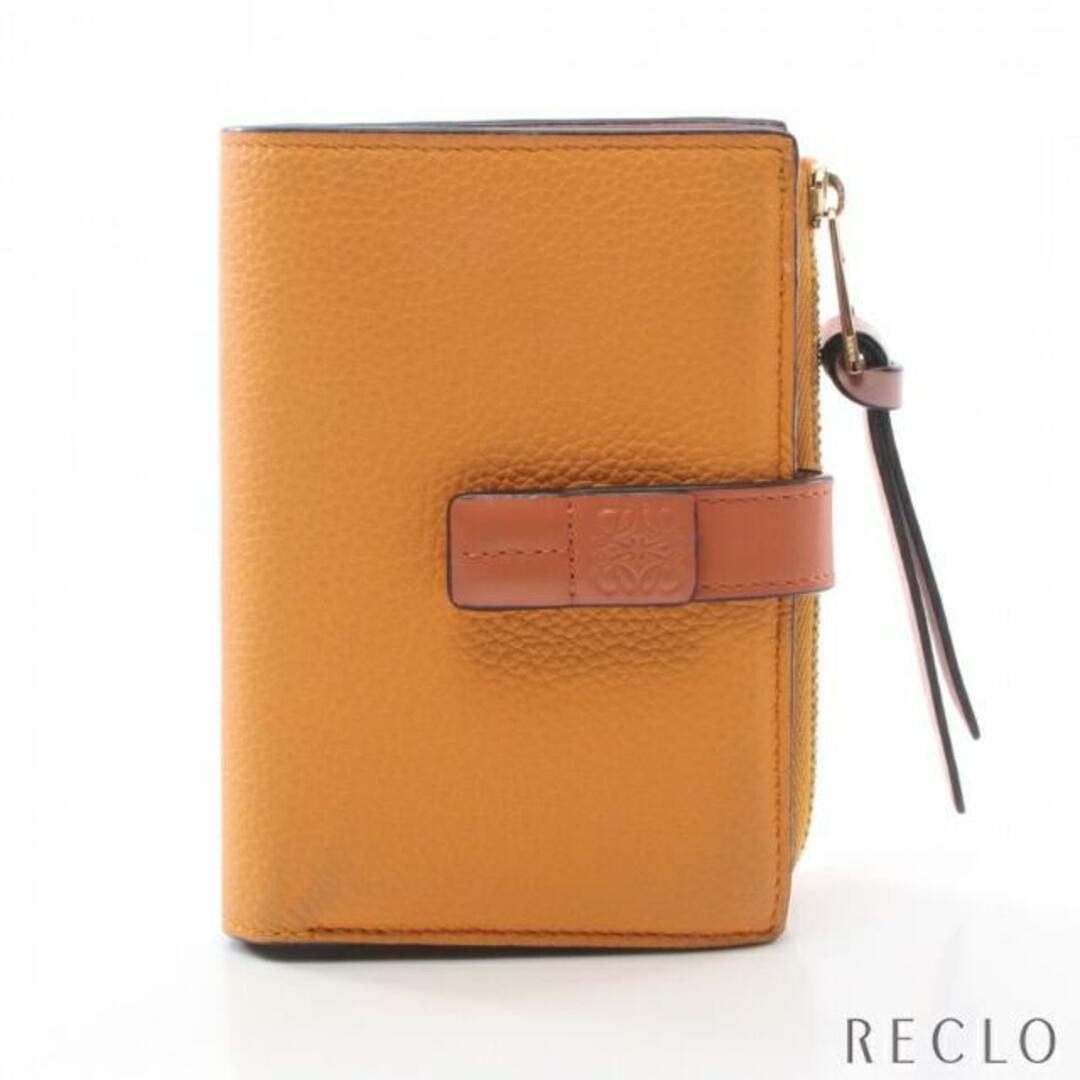 スリム ジップ バイフォールド ウォレット 二つ折り財布 レザー オレンジ オレンジブラウン ライトピンク