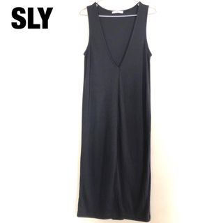 スライ(SLY)のSLY サロペット スリット ノースリーブ ロング ワンピース フリーサイズ 黒(ロングワンピース/マキシワンピース)