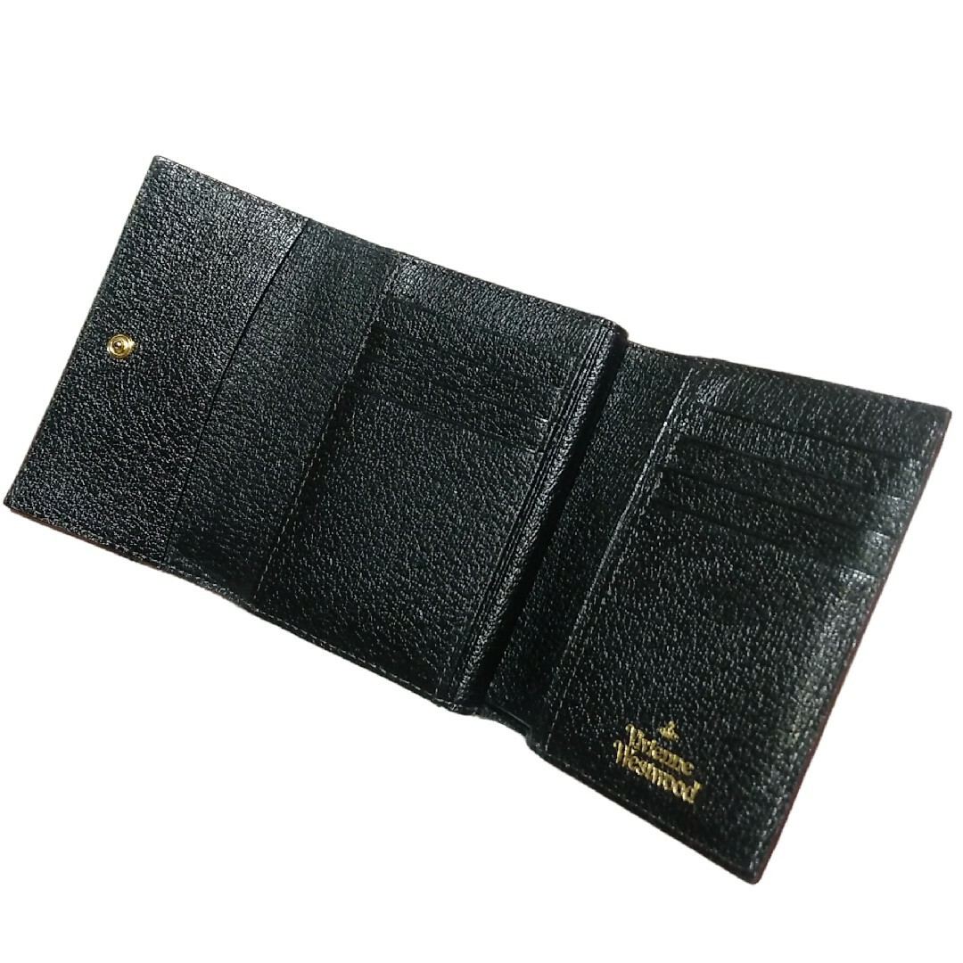 Vivienne Westwood(ヴィヴィアンウエストウッド)の【美品】Vivienne Westwood がま口三つ折財布  ビッグオーブ 黒 レディースのファッション小物(財布)の商品写真