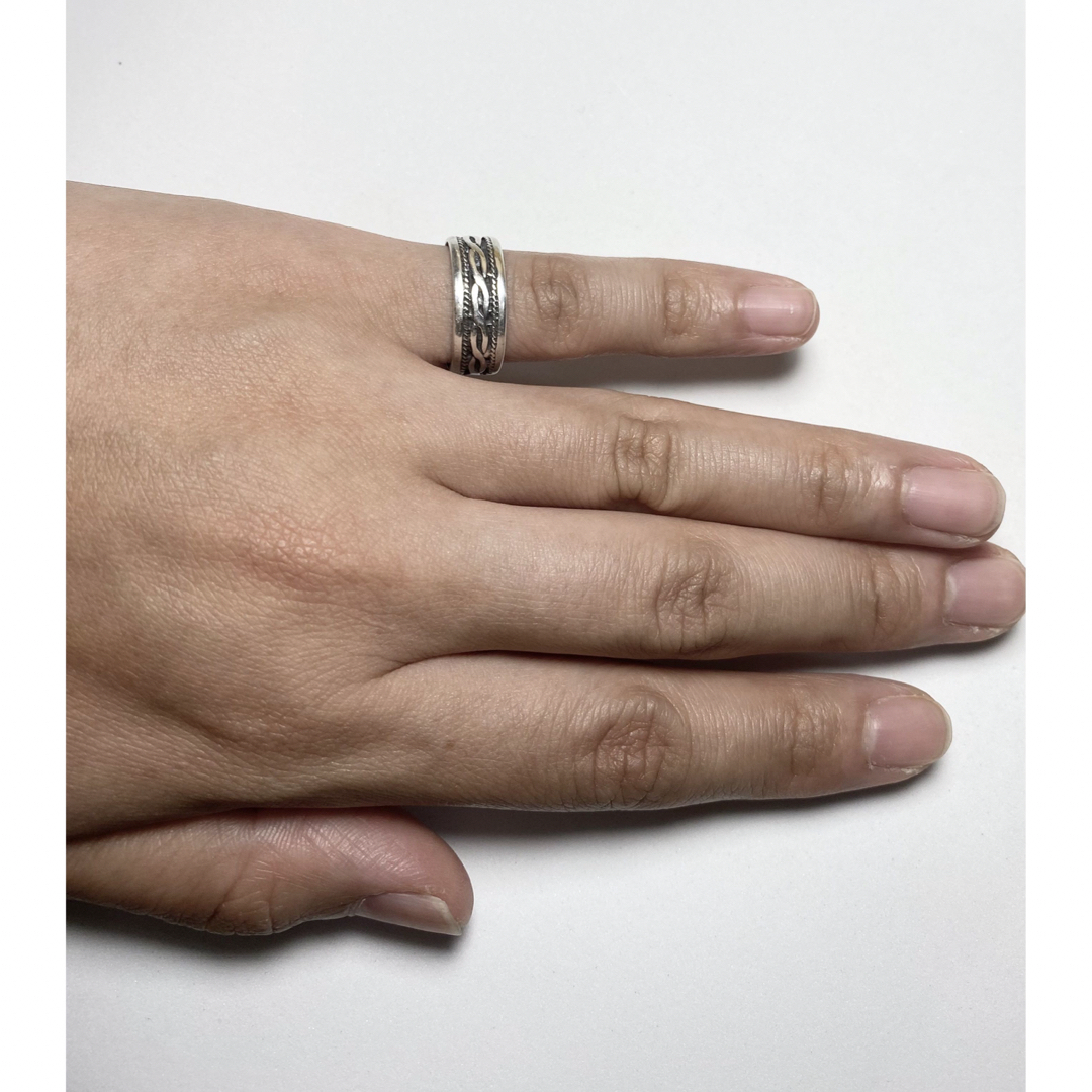 シルバー925リング　silver925平打ち柄あり　平打ち指輪YQ3レ二ブるC メンズのアクセサリー(リング(指輪))の商品写真