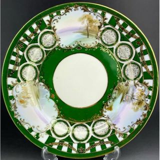 Noritake   オールドノリタケ 風景文皿 .0㎝ 湖面 グリーンプレート