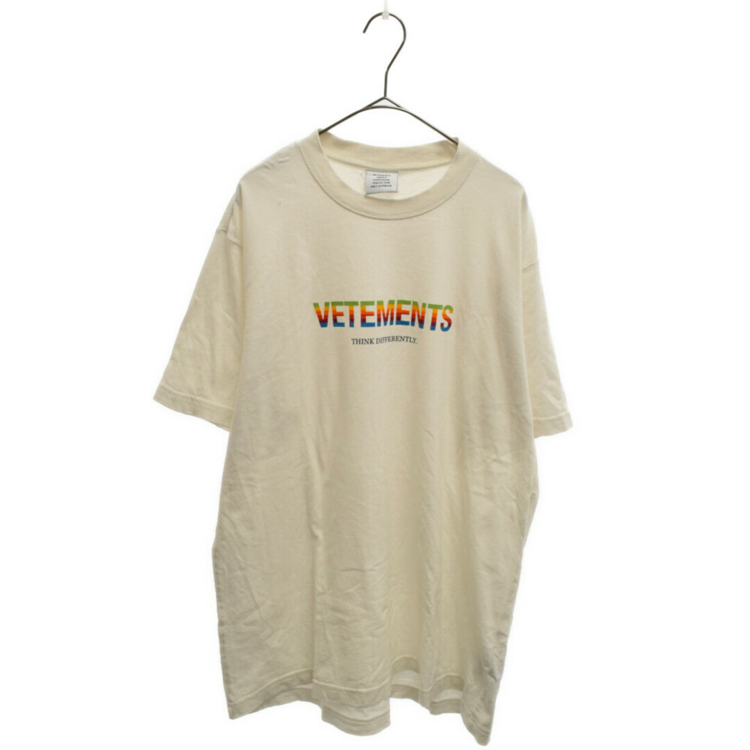 VETEMENTS ヴェトモン 21SS THINK DIFFERENTLY LOGO TEE シンクディファレントリーロゴクルーネック半袖Tシャツ カットソー ホワイトUE51TR620W