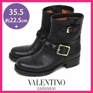 ヴァレンティノガラヴァーニ(valentino garavani)のヴァレンティノ 定価15.9万 ロックスタッズ ブーツ 35.5(約22.5cm(ブーツ)