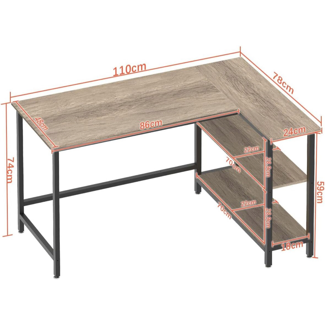 LOVNE デスク l字デスク 机 ゲーミングデスク 幅110cm